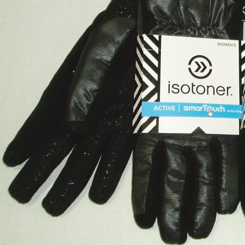 Shinny Black M/L 2 pr Isotoner Gloves Womens - Picture 3 of 12